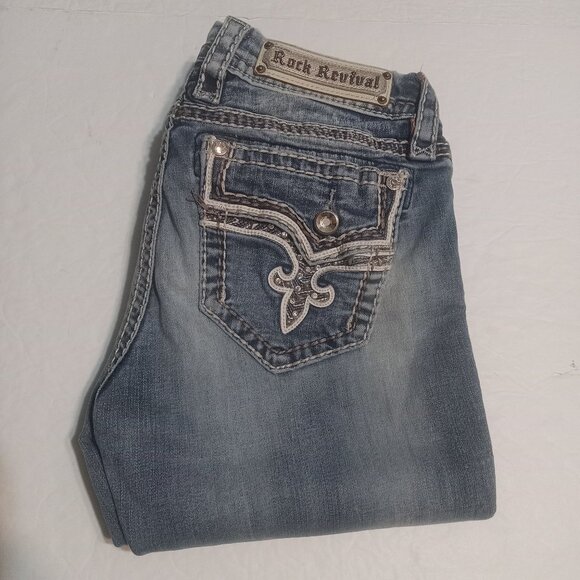 Rock Revival Denim - Rock Revival W Betty Distressed Straight Embellished Jeans Size 28 E8441J21A